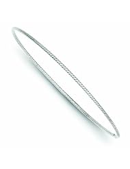 14K Gold 1.5mm White Gold Twist Slip-on Bangle Bracelet