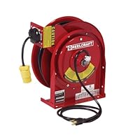 Reelcraft L-4545-123-3 Spring Driven Cord Reel with 45-Feet of 12/3 Cord and Single Outlet