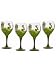 ArtisanStreet's Daisy  Bumblebee Wine Goblets. Set of 4 Hand Painted Wine Glasses. Unusual Set Features Bees Buzzing Around White Daisies on Field of Green Grass. Made to Order. Signed by Artisan.