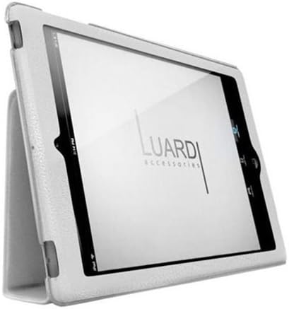 Luardi IPad 2 / IPad 3 / IPad 4 Folding Soft Tessutto Leather Folio Stand Up Case with Smart Cover - White