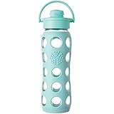 Lifefactory 22-Ounce Glass Bottle with Flip Cap and Silicone Sleeve, Turquoise