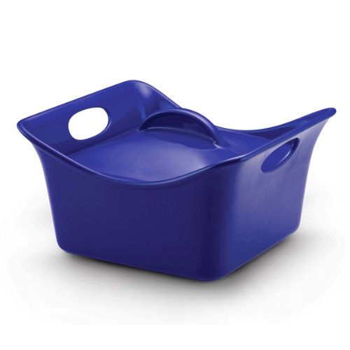 Rachael Ray Stoneware 3.5-Quart Covered Square Cassersquare Casserole, Blue