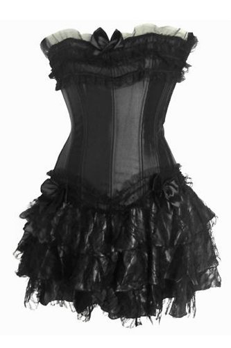 V_A070 + Rock 7006: exclusive Corsage mit String und schwarzem Rock