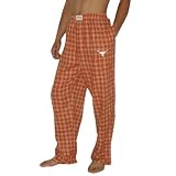 Mens NCAA Texas Longhorns Plaid Cotton Thermal Sleepwear / Pajama Pants - Brown & White (Size: L)