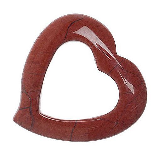 Large Red Jasper Open Heart Genuine Stone Pendant