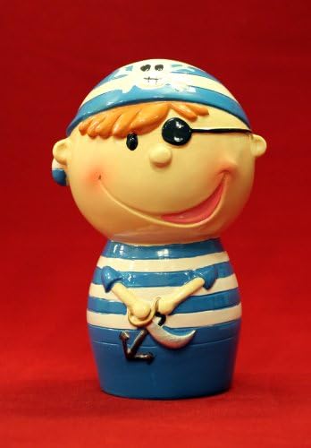 5" Whimsy Pirate Black Eye Patch Coin Piggy Bank