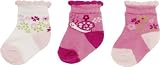 Playshoes Baby - Mädchen Söckchen 495106 Baby Erstlingssocken, Babysöckchen für Mädchen, Set mit 3 Paar in weiß und pink, 0-3 Monate
