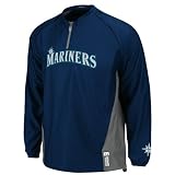 MLB Men's Seattle Mariners Gamer Jacket Long Sleeve 1/4 Zip V-Neck Gamer Jacket (Pro Navy/Pro Silver, Large)