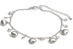 Silver with Cubic Zirconia Bracelet with Charm, Size: Adjustable up to 10"
