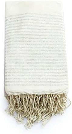Fouta towel honeycomb ecru silver lurex bath towel sarong kikoy hammam towel french linen