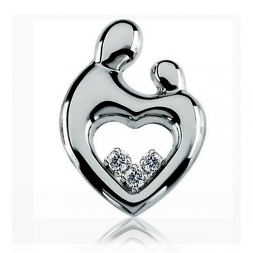 Bling Jewelry Sterling Silver Mother Child Pendant with CZs