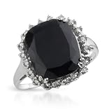 Ring With 4.90ctw Precious Stones - Genuine Diamonds and Sapphire Made in White Gold- Size 7 (Size 7)
