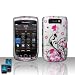 Blackberry Torch 9800 Snap-on Crystal Pink Flower Phone Protector Hard Cover Case