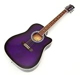 Produkt-Bild: Akustik Dreadnought Westerngitarre Cutaway in Design Lila mit Rosenholz Griffbrett