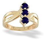 14K Yellow Gold Round Created Sapphire Ring