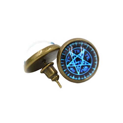 Generic 1 Pair Black Butler Blue Pentacle Earrings Studs Amine Kuroshitsuji Ear Studs