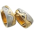 Two Tone Palladium Rhodium Hinged Diamond Hoop Earrings