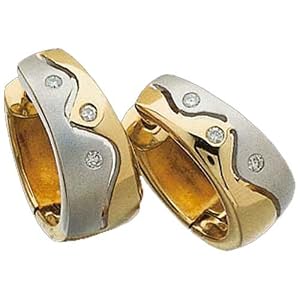 Two Tone Palladium Rhodium Hinged Diamond Hoop Earrings