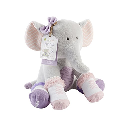 Baby Aspen, Tootsie in Footsies Plush Elephant and 2 Pair of Socks for Baby, 0-6 Months