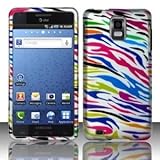 Rainbow Zebra On Silver Premium Design Rubberized Feel Protector Hard Case Cover for Samsung Infuse 4G i997 (AT&T) + Luxmo Brand Car Charger