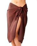 Sassy Sarongs Plus Size Long Brown Swimsuit Sarong Cover Up with Built in Ties