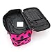 DEDC Double Layer Cosmetic Bag Rose Red with Black Dot Travel Toiletry Cosmetic Makeup Bag Organizer With Mirror
