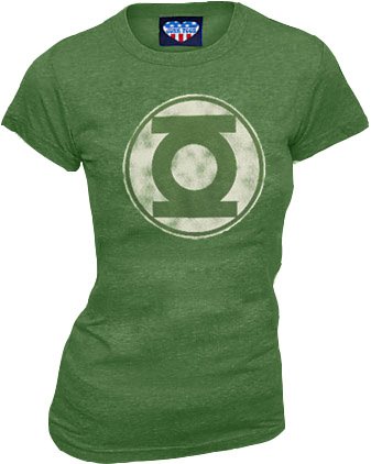  Junk Food Green Lantern Kelly Green Distressed Logo Juniors T-shirt Tee
