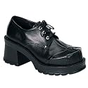 TRUMP-102 2 3/4" 3 Eyelet Blk Pu Chunky Heel Shoes