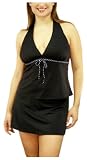 It Figures Women's Plus  Swimsuit  Dots 'N Daisies Halter Skirtini