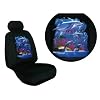 Car Truck SUV Dolphin print Seat Covers 2 Black Universal Low Back with headrest covers Vehicle Bucket Seatcovers