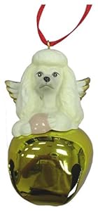 #!Cheap Cute Christmas Holiday Poodle Dog Gold Ornament Bell Figurine Figure