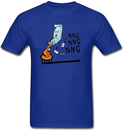 Twentees Printed Graphic Men Funny Toothpaste Shirts Round Collar Royal Blue M