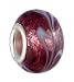 Pandora Style Charm Bead (Z310) Glass Style (14mm x 10mm) (fits Troll too) ~ Amethyst Purple with White Swirl