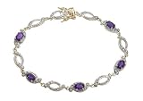 18k Gold Over Sterling Silver Genuine Amethyst Tennis Bracelet 7.25
