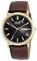 Citizen Eco-Drive Men's Gold-Tone Leather Watch #BM8242-08E