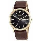 Citizen Eco-Drive Mens Gold-Tone Leather Watch #BM8242-08E by Citizen