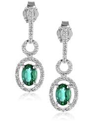 Sterling Silver Gemstone and Diamond Earrings