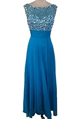 Bateau Neck  Floor Length Chiffon/Tulle Evening Dress  With Rhinestones