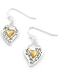 Two Tone Heart Dangle Fashion Earrings