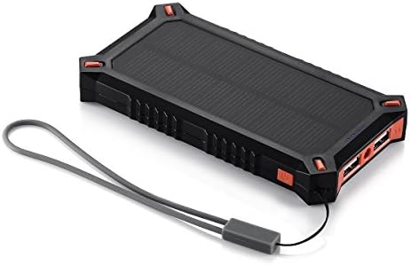 Poweradd Apollo3 8000mAh Solar Charger Dual USB Portable External Battery Power Bank for iPhone 6S 6 Plus 5S 5C 5, iPad Air / Mini, Samsung Galaxy S6 Edge S5, Note 5 / 4, Sony, Nokia, LG, HTC and more (Orange)