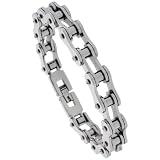 Solid Link Stainless Steel Bicycle Chain Bracelet 7/16 in. (10 mm) wide
