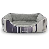 ASPCA Microtech Striped Dog Bed Cuddler, 28 by 18 by 8-Inch, Gray