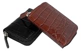 DataSafe RFID Shielding Italian Leather Croc Embossed Accordian Zip Credit Card Wallet