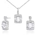 Jewelry : Designed just for You!! Radiant Cut White CZ Pendant Earrings Set in Sterling Silver