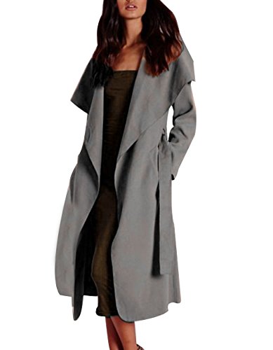 Fanala Women Ladies Celb Long Sleeve Wrapped up Draped Belted Coat Cape