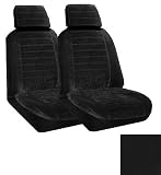 Set of 2 Universal Fit Low Back Encore Pattern Front Bucket Seat Cover - Black