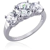 Pure Glamour: Sterling Silver Three Stone CZ Diamond Engagement Ring