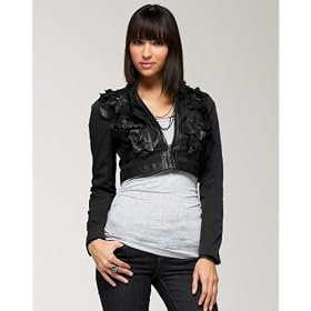 bebe Leather Flower Cropped Jacket