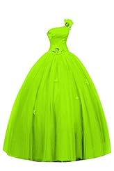 One Shoulder Sleeveless Satin/Tulle Ruched Lace Applique Quinceanera Dress 