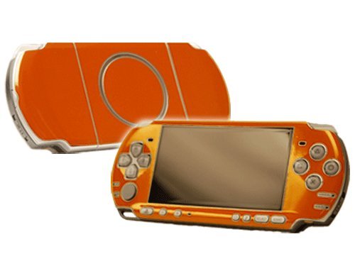 PlayStation Portable 3000 (PSP-3000) Skin - NEW - ORANGE CHROME MIRROR system skins faceplate decal mod
